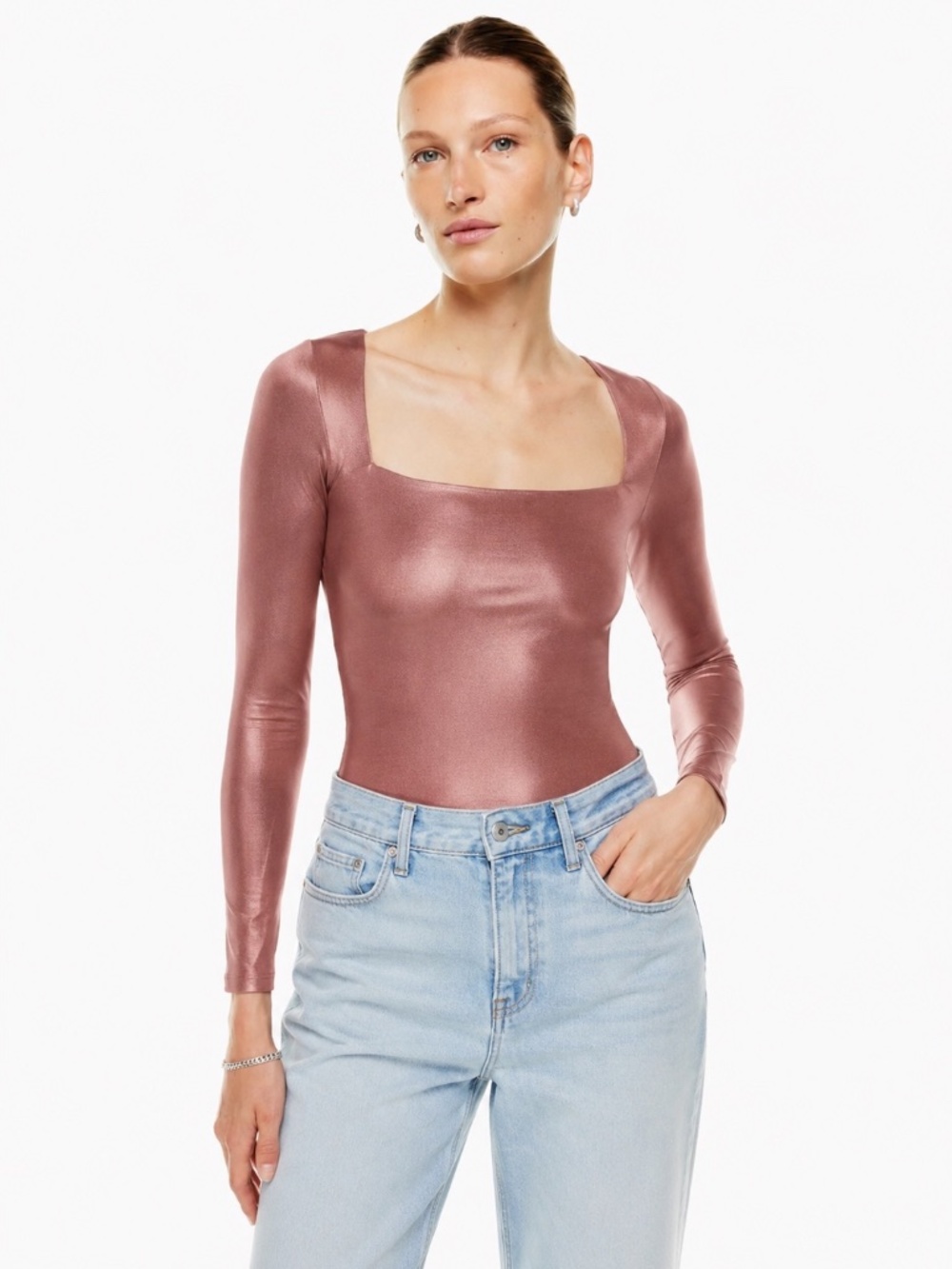 Aritzia | Babaton | L | Satinette Contour Long Sleeve Top